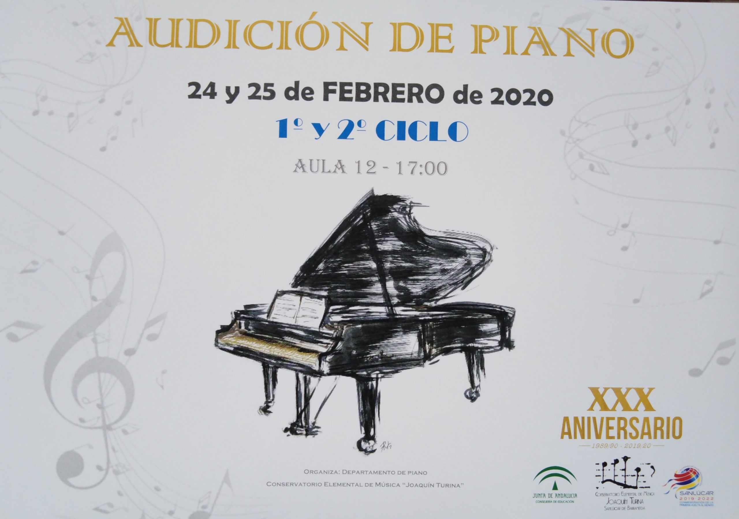 AUDICIÓN INTERNA DE PIANO LUNES 24 Y MARTES 25. 17.00 h.